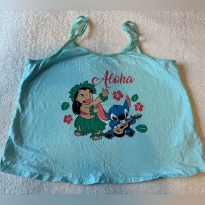 Disney Lilo and Stitch Cropped Camisole - Light Blue w Aloha Design. Women’s M